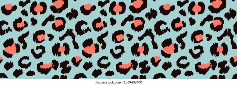 Leopard skin. Animal print. Texture with foil effect. Ikat geometric folklore ornament. Vector seamless pattern. Tribal ethnic texture.