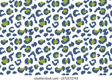 Leopard skin. Animal print. Texture with foil effect. Ikat geometric folklore ornament. Vector seamless pattern. Tribal ethnic texture.