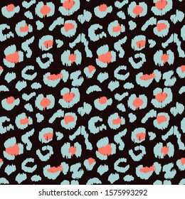 Leopard skin. Animal print. Texture with foil effect. Ikat geometric folklore ornament. Vector seamless pattern. Tribal ethnic texture.