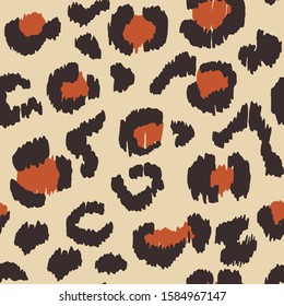 Leopard skin. Animal print. Texture with foil effect. Ikat geometric folklore ornament. Vector seamless pattern. Tribal ethnic texture.
