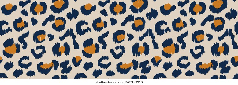 Leopard skin. Animal print. Texture with foil effect. Ikat geometric folklore ornament. Vector seamless pattern. Tribal ethnic texture.