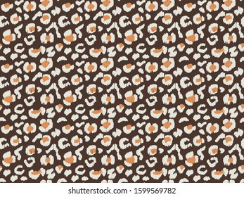 Leopard skin. Animal print. Texture with foil effect. Ikat geometric folklore ornament. Vector seamless pattern. Tribal ethnic texture.