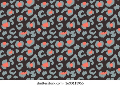 Leopard skin. Animal print. Texture with foil effect. Ikat geometric folklore ornament. Vector seamless pattern. Tribal ethnic texture.