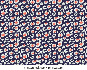 Leopard skin. Animal print. Texture with foil effect. Ikat geometric folklore ornament. Vector seamless pattern. Tribal ethnic texture.