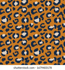 Leopard skin. Animal print. Texture with foil effect. Ikat geometric folklore ornament. Vector seamless pattern. Tribal ethnic texture.