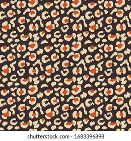 Leopard skin. Animal print. Texture with foil effect. Ikat geometric folklore ornament. Vector seamless pattern. Tribal ethnic texture.