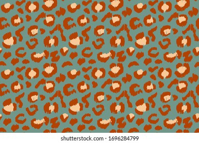 Leopard skin. Animal print. Texture with foil effect. Ikat geometric folklore ornament. Vector seamless pattern. Tribal ethnic texture.