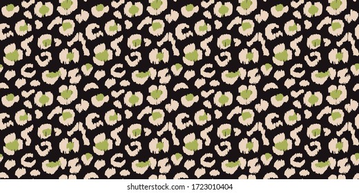 Leopard skin. Animal print. Texture with foil effect. Ikat geometric folklore ornament. Vector seamless pattern. Tribal ethnic texture.