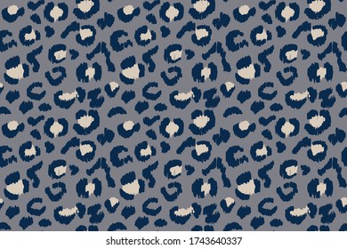 Leopard skin. Animal print. Texture with foil effect. Ikat geometric folklore ornament. Vector seamless pattern. Tribal ethnic texture.
