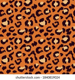 Leopard skin. Animal print. Texture with foil effect. Ikat geometric folklore ornament. Vector seamless pattern. Tribal ethnic texture.
