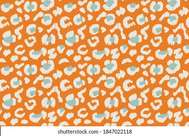 Leopard skin. Animal print. Texture with foil effect. Ikat geometric folklore ornament. Vector seamless pattern. Tribal ethnic texture.