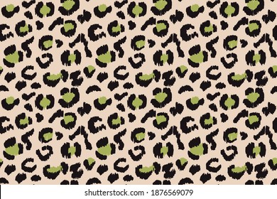 Leopard skin. Animal print. Texture with foil effect. Ikat geometric folklore ornament. Vector seamless pattern. Tribal ethnic texture.
