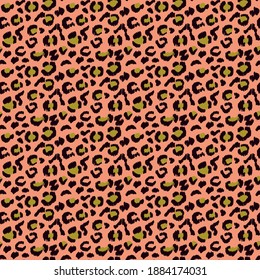 Leopard skin. Animal print. Texture with foil effect. Ikat geometric folklore ornament. Vector seamless pattern. Tribal ethnic texture.