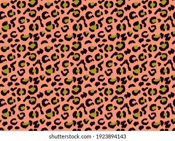 Leopard skin. Animal print. Texture with foil effect. Ikat geometric folklore ornament. Vector seamless pattern. Tribal ethnic texture.