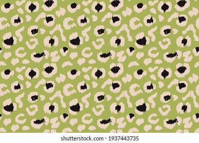 Leopard skin. Animal print. Texture with foil effect. Ikat geometric folklore ornament. Vector seamless pattern. Tribal ethnic texture.