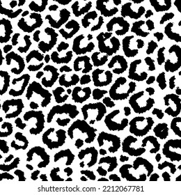 Ilustración de imitación de pinturas de piel de leopardo. Patrón blanco y negro sin fisuras del vector.