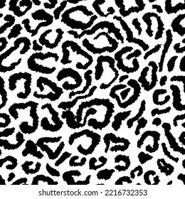 Leopardenimitationsdruck. Vektornahtloses Schwarz-Weiß-Muster.