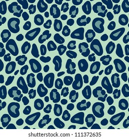 Leopard skin in blue seamless pattern, vector