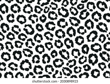 Leopard skin fashion print for clothes, textile, fabric, wallpaper. Animal skin seamless pattern in black and white.