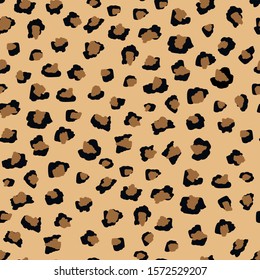  Leopard skin, furry pattern design. Vector seamless illustration. Wild animal background imitation. Cat cheetah texture. Modern animal fur fashion backdrop. Fashionable print for textiles. 