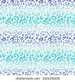 Leopard skin gradient seamless pattern in violet hews and turquoise. Vector illustration for fashion graphic design, T-shirt prints, posters, decorations, covers, fabrics, wrapping, banners and flyers