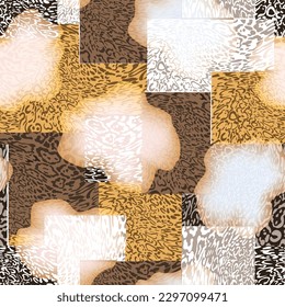 Leopard skin patchwork pattern on background