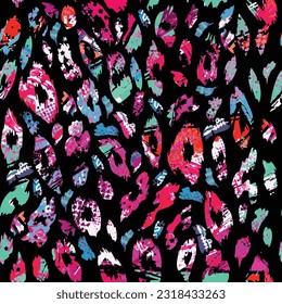 Leopard skin pattern, animal skin colorful seamless grunge design