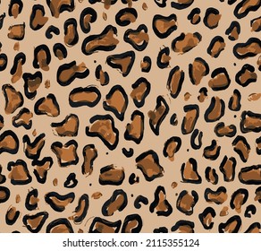 Leopard skin pattern, animal leather painting seamless design