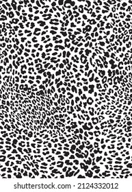 Leopard skin pattern, animal leather black and white seamless design