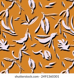 Leopard skin pattern, animal leather design. 
Seamless brush pattern with abstract hand-drawn background elements two color pattern
