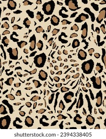 Patrón de piel de leopardo, vector de material animal diseño sin fisuras