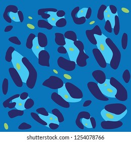 Leopard skin pattern with blue background. Vector.
