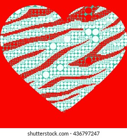 leopard skin pattern with geometric lines background and heart design vector animal print