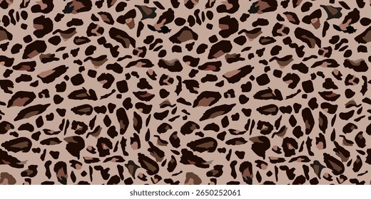 Padrão de pele de leopardo, fundo de pele de animal estilizado sem costura. Vetor fundo sem costura com manchas de pele de leopardo. Impressão animal selvagem elegante para têxteis, moda, decoração ou fundos e design