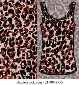 Leopard skin pattern texture, Fashionable print on women's top mockup. Wallpapers, print. Liberty style. Trendy design