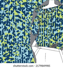 Leopard skin pattern texture, Fashionable print on women's top mockup. Wallpapers, print. Liberty style. Trendy design