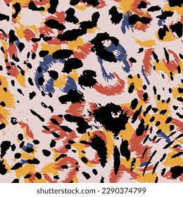 Leopard skin pattern texture, Fashionable print on women's top mockup. Wallpapers, print. Liberty style. Trendy design