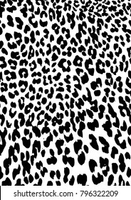 Leopard skin pattern vector, black pattern on white isolated.