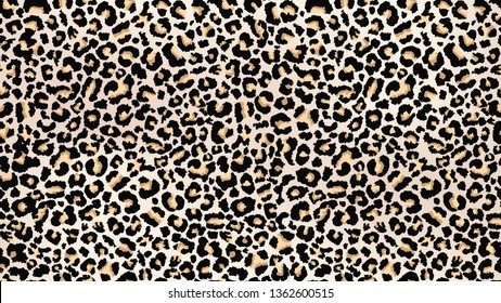 Leopard skin pattern. Wildlife abstract design. Vector print for fabrics and clothes. Black spots on the leopard fur. Trendy fashion seamless pattern. Camouflage predator skin texture imitation.