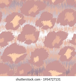 Leopard skin. Pink gold. Vector seamless pattern 