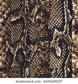 Leopard skin print, Artistic stylish seamless vector repeating leopard animal skin, black, brown, beige and white transitions, overlapping elements, trend seamless pattern for fashion, background, dec