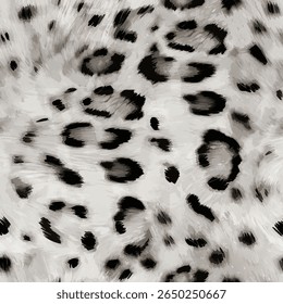 Leopard pele impressão, vetor sem emenda elegante artística repetindo pele de leopardo animal, preto, marrom, bege e branco transições, elementos sobrepostos, tendência padrão sem emenda para a moda, fundo, dec