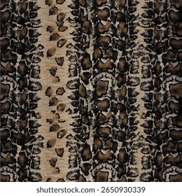 Leopard pele impressão, vetor sem emenda elegante artística repetindo pele de leopardo animal, preto, marrom, bege e branco transições, elementos sobrepostos, tendência padrão sem emenda para a moda, fundo, dec