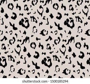 Leopard skin print pattern. Leopard pattern texture repeating seamless monochrome black white. Textile print.
