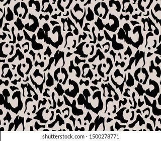 Leopard skin print pattern. Leopard pattern texture repeating seamless monochrome black white. Textile print.