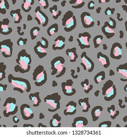 Leopard skin print of spot, stains and splash. Seamless pattern