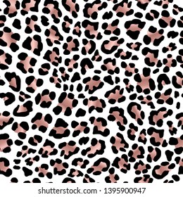 Leopard skin. Rose gold. Elegant texture with foil effect. Animal print. Vector background