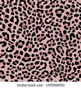 Leopard skin. Rose gold. Elegant texture with foil effect. Animal print. Vector background