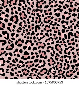 Leopard skin. Rose gold. Elegant texture with foil effect. Animal print. Vector background