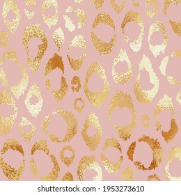 Leopard skin. Rose gold. Imitation gold texture. Vector background